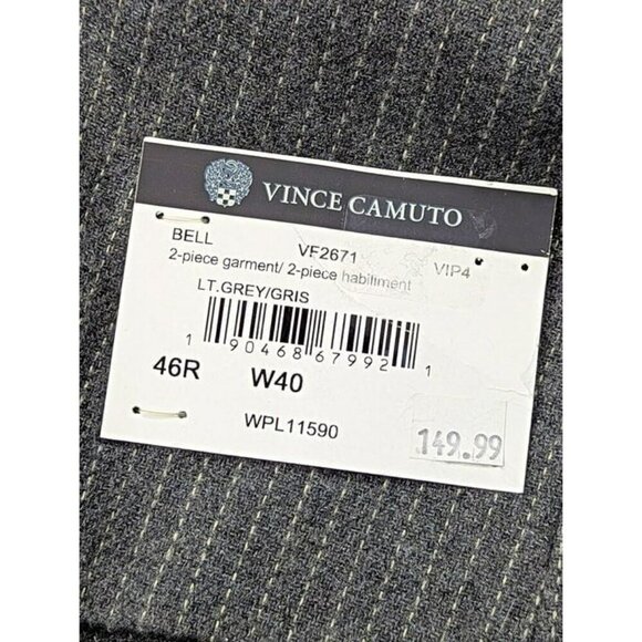 Vince Camuto Men's Bell 2-Piece Suit Light Gray Striped Size 46R/W40 (MSRP $150) - Picture 6 of 9